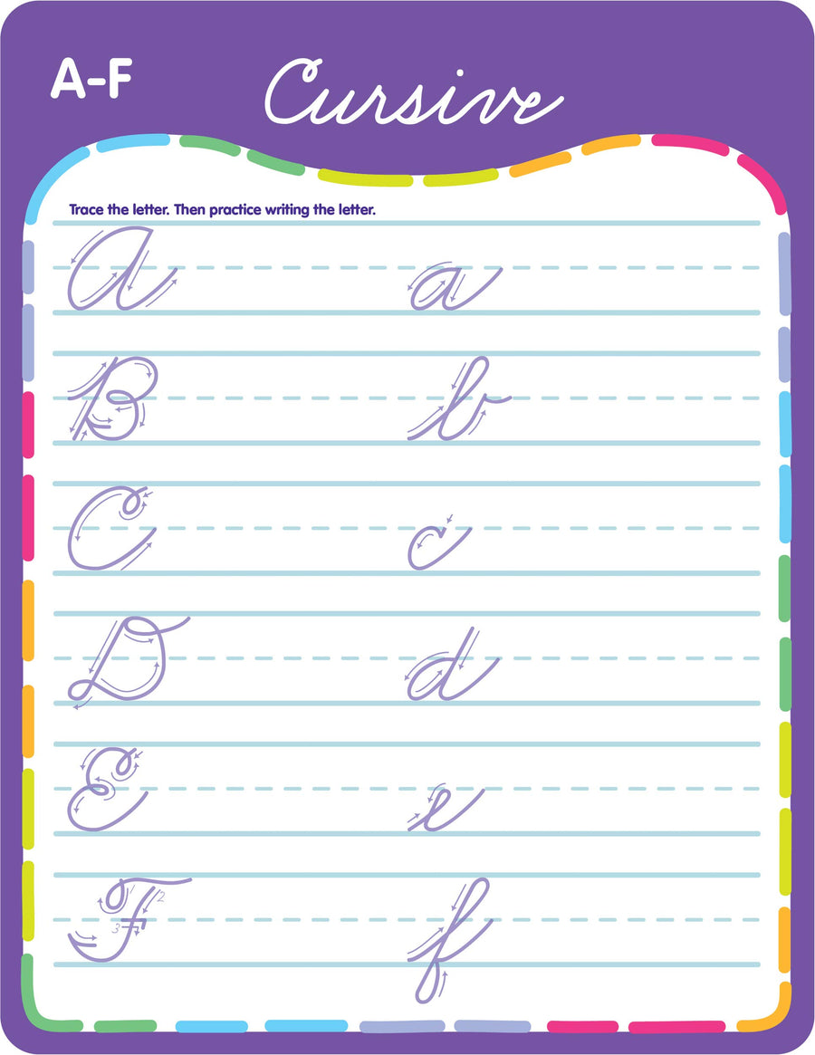 Active Minds - Write-and-Erase - Wipe Clean Cursive Learning Boards Ages 6+