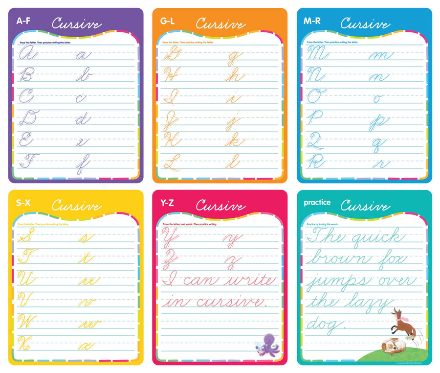 Active Minds - Write-and-Erase - Wipe Clean Cursive Learning Boards Ages 6+